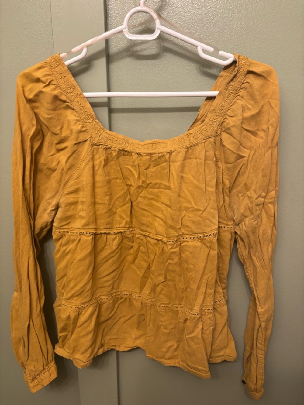 Old Navy Mustard Yellow Long Sleeve Scoop Neck Top